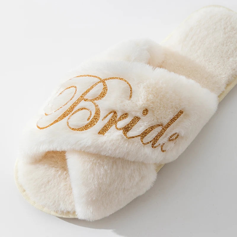 Personalize Custom Slipper Bride Slippers Hen Party Favor Bride Bridesmaid Slippers Set Woman Wedding Team Bride Slipper