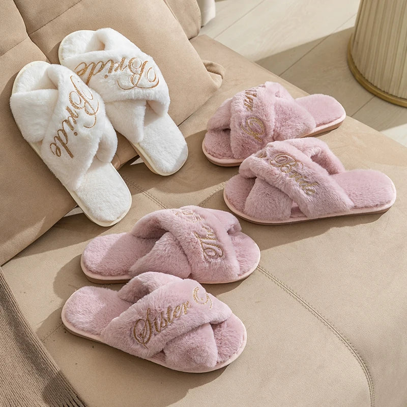 Personalize Custom Slipper Bride Slippers Hen Party Favor Bride Bridesmaid Slippers Set Woman Wedding Team Bride Slipper